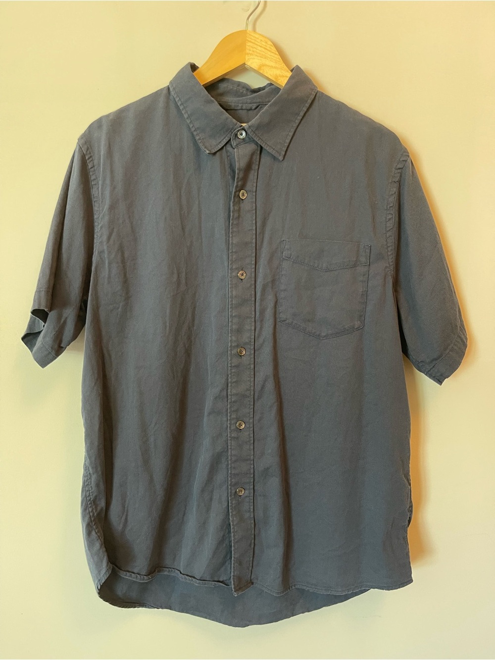 Buck Mason Men's Charcoal XL DRAPED TWILL ONE POCKET SHIRT